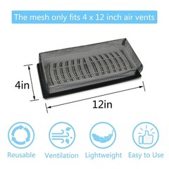 6 Pack 4″x12″ Floor Register Trap Cover Screen Air Vent Mesh 4×12 Inch