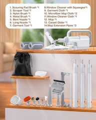 10-in-1 Steam Mop with Detachable Handheld Steamer,350ml Tank, 10s Heat-Up, 2…