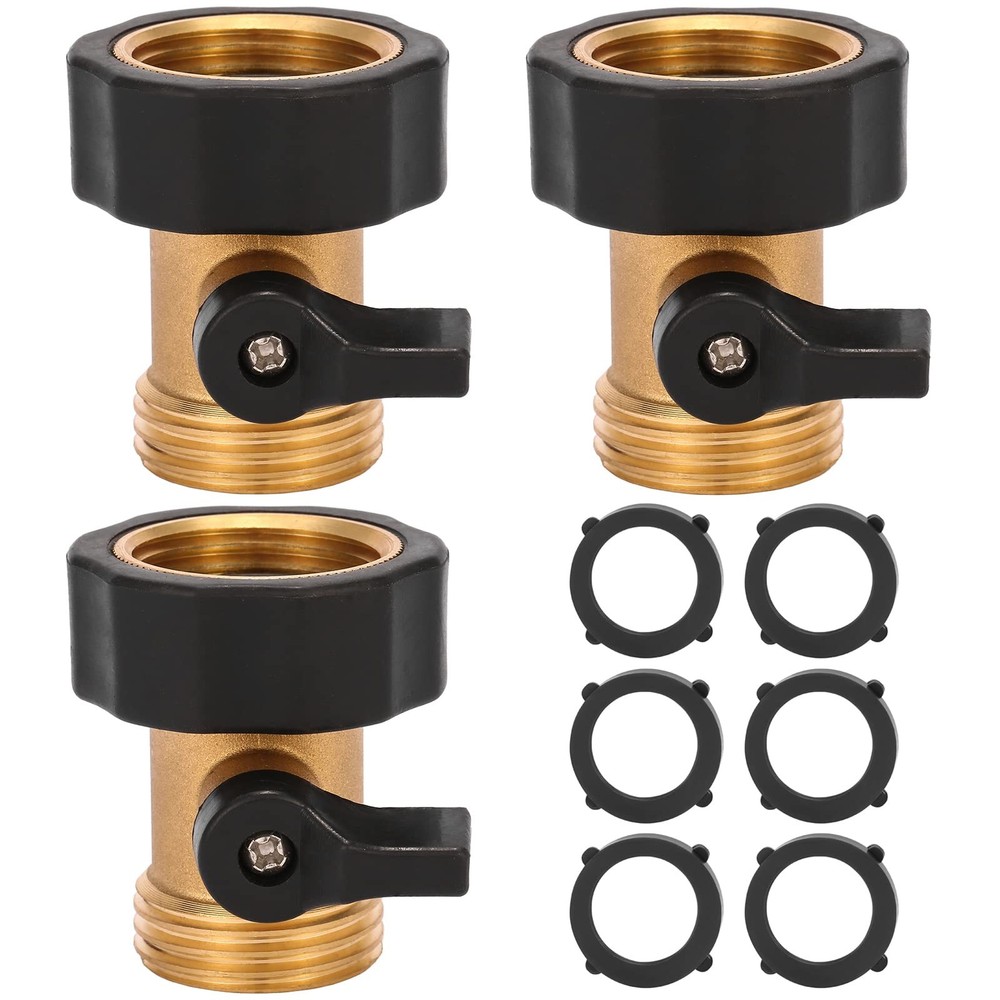 3 Pack 3/4″ Brass Garden Hose Shut Off 3 Pack, & Rubber Grip