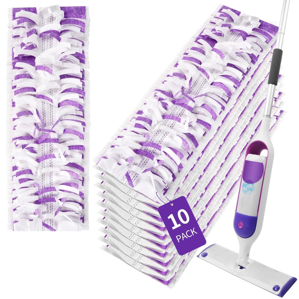 ZHAYAO 10 Pack Disposable Power Mop Pads for Swiffer White Violet 10