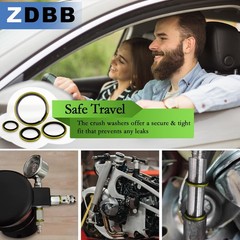 ZDBB 12 Sizes 378 Pcs Bonded Sealing Washer Kit,Automotive Self-Centred Black