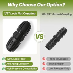 FoxRose 12 Pack 1/2 Inch Drip Irrigation 1/2″ Nut Coupling-12P, Black