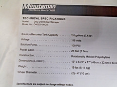 Minuteman Mist-It C46200-00DS Powered Misting Disinfectant Sprayer Electrostatic