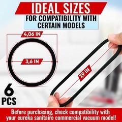 6Pcs Sanitaire Vacuum Belts – Parts – 4.06″L x 3.6″W, Black