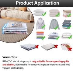 BAMCOO Electric Pump for Vacuum Storage Bags Travel 02, Black