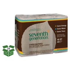 Seventh Generation 13737 100% Recycled Paper Kitchen Towel Rolls (4/Carton) New