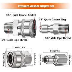 Hotop NPT 3/8 Inch Stainless Steel Inch, Internal Thread, External Thread