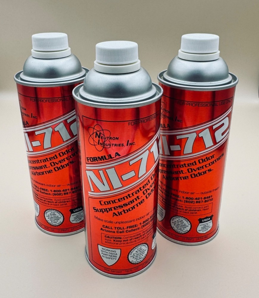 3 Cans of NI-712 Odor Suppressant 16 oz Neutron Industries Spray NO Sprayers