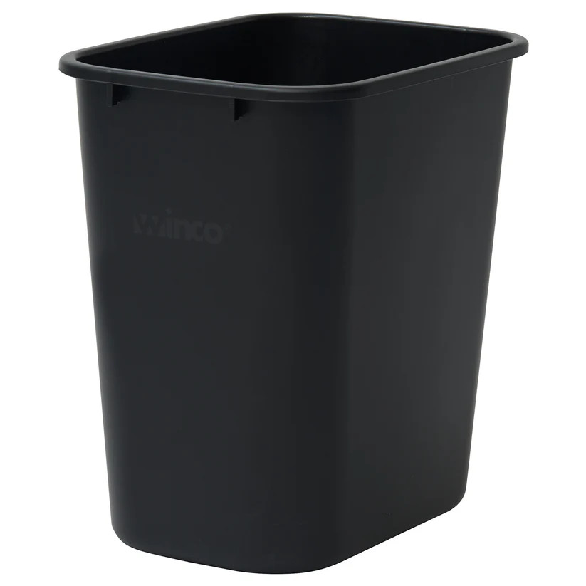 Janitorial Rectangular Waste Baskets Black 28 Quart 14 5/8Wx10 1/4Dx15H Inch