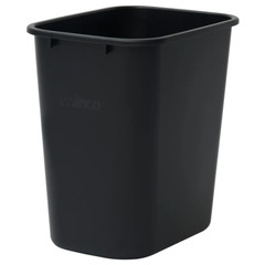 Janitorial Rectangular Waste Baskets Black 28 Quart 14 5/8Wx10 1/4Dx15H Inch