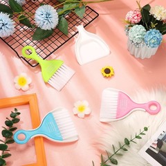 CHENGU 3 Pcs Mini Dustpan Set Brush for Table Whisk Pink, Green Light Blue
