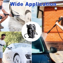 Heavy Duty Power Washer Jet Wash High Pressure Hose Reel (15 Metre X 3/8″ Hose)-