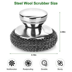 4PCS Steel Wool Scrubber Pads, Stainless Set with 3Pcs Steel…