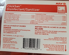 Kay ClickSan Disinfectant/Sanitizer 1110856/ Box of 2 x 2 gal bags