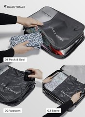 Black Voyage Reusable Vacuum Compression Travel Bag for Carry-On Suitcase and
