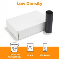 Coastwide 55-60 Gallon Trash Bag 38 X 58 Density 1.5 Mil Black 100 Bags/Box