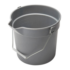 Cleaning Utility Pail Pour Spout Molded Graduations Polyethylene Gray 14 Quart