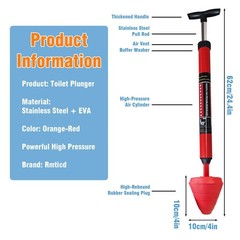 Rmticd Toilet Plunger, High-Pressure Plungers plunger+brush set, Red