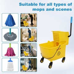35 Quart Commercial Mop Bucket with Industrial Mop for Floor Cleaning,Yellow