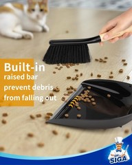 MR.SIGA Dustpan and Brush Set, Portable Cleaning 11.8 x 9.2 x 3.1 inch, Black