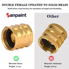 Sanpaint 2 Pack Garden Hose Adapter,Brass to Swivel, 3/4 inch