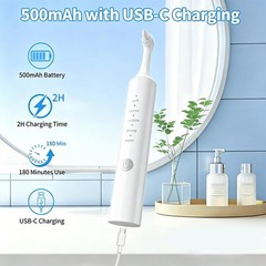 Tooth Polisher, Rechargeable Teeth Whitening Kit with 5 Speed Modes, White