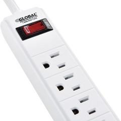 12″ 5+1 Outlet Strip Surge Protector w/USB Ports 900 Joules 6-ft Cord White