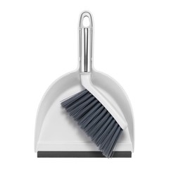 NACENA Mini Broom and Dustpan Set, Small Dust Pan 1 Pack, Grey & White