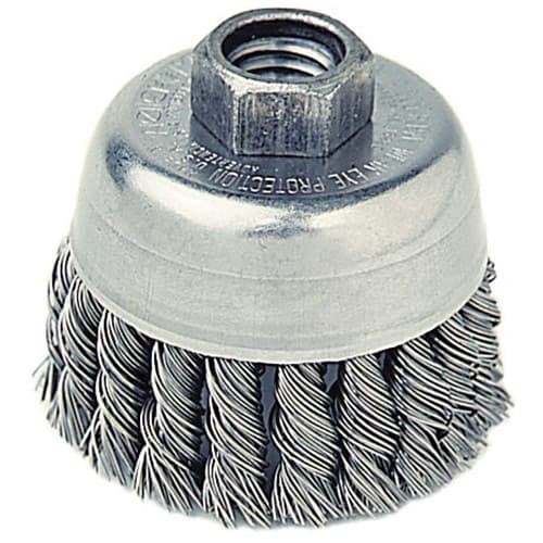 Weiler 13256 2-3/4in Single Row SS Wire Cup Brush .020 3/8-24 Arbor