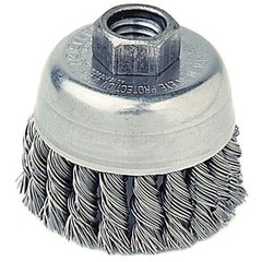 Weiler 13256 2-3/4in Single Row SS Wire Cup Brush .020 3/8-24 Arbor