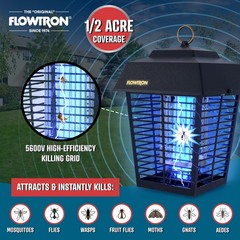 Flowtron Bug Zapper 1/2 Acre of Coverage with 15W Bulb & 5600V Killing Grid
