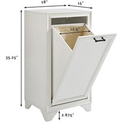 Crosley Furniture Tara Wood Laundry Hamper in Vintage White/Black