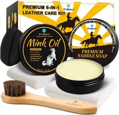 Leather Boot Care Kit – Mink Oil & Saddle Soap for Leather with Applicators &