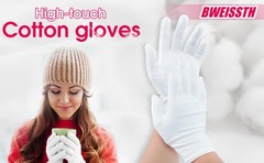 24 Pcs (12 Pair) White Cotton Gloves for Dry Hand Moisturizing, Cosmetic