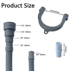 Gray Universal Washing Machine Drain Hose 4.9 Ft Flexible Extension Hose