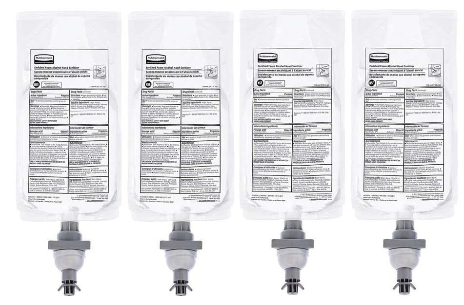4 Bags Rubbermaid Commercial 2147027 1100 mL Hand Soap Refill – Fragrance Free
