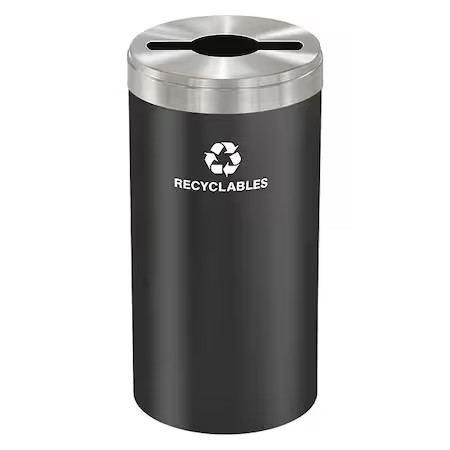 Glaro M-1542Bk-Sa-R 23 Gal Round Recycling Bin, Open Top, Satin Black/Satin