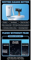 DUDE Wipes Flushable Wipes Unscented XL Adult Wet Wipes 288 Ct Vitamin E Aloe