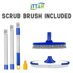 ITTAR Grout & Scrub Brush Combo, Floor Scrubber with Long White & Blue Head