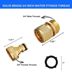 Hourleey Garden Hose Quick Connect, 6 Set Solid Brass Style 2 – 6 Set, Gold