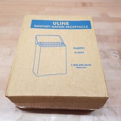 ULine H-2597 Sanitary Napkin Receptacle, Wall Mount, Plastic, White – NEW