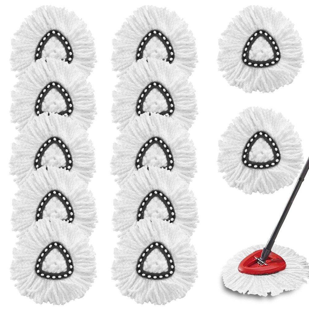 12Pack Spin Mop Replacement Heads,100% Microfiber Head 12Pack, White