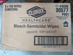 Clorox Healthcare Bleach Germicidal Disinfecting Wipes Unscented, 6/LOT