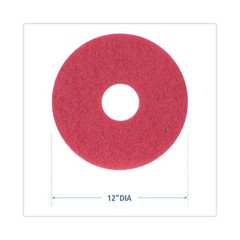 Boardwalk Buffing Floor Pads, 12″ Diameter, Red, 5/Carton