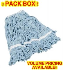 Quickie Bulldozer (8 PACK BOX) Blue Blended Cotton #18 Wet Mop Refills