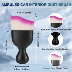 2-Piece Car Interior Detailing Brush Set with Soft White & Purple Bristles for D