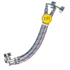 1 FT LONG Washing Machine Hoses – DOUBLE 90° Elbow to FIT TIGHT 1ft, Blue,Red