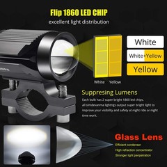 Henlix Motorcycle Driving Lights 15 Watts Double Color Light White/Amber 3