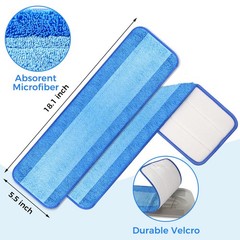 wlich 8-Pack Microfiber Cleaning Pads, 18-Inch Mop Pads 8PCS, Blue