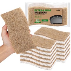 AIDEA XL Sponges Kitchen, 12Count, Non-Scratch Extra Large, Brown-extra Large